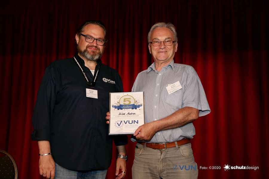 Das VUN-Netzwerk ehrt Harald Andrae für 5-Jahre Mitgliedschaft