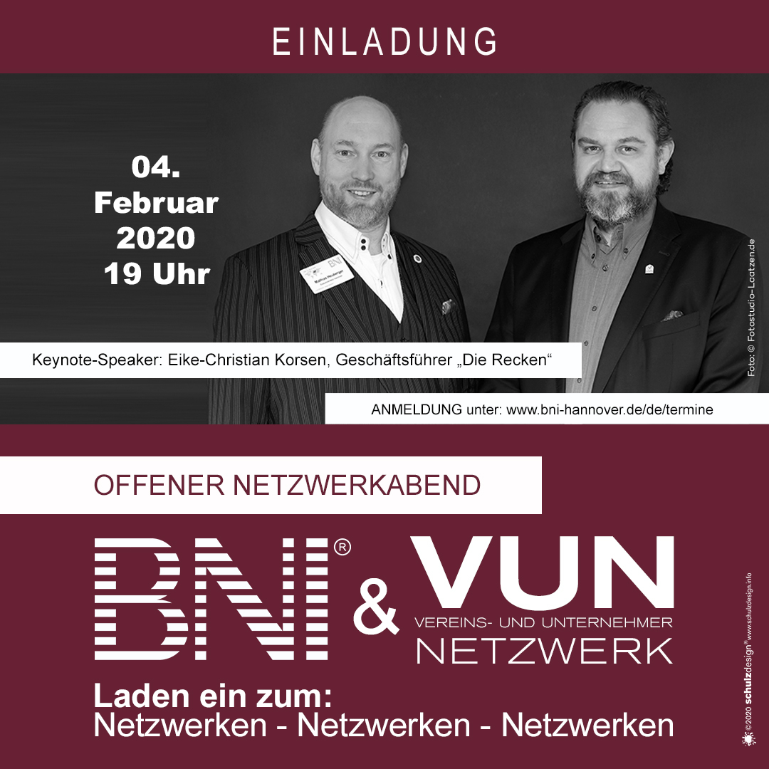 Offener Netzwerkabend mit BNI Hannover und dem VUN Netzwerk